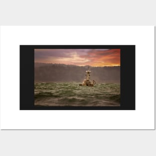 Fishing Boat Moored at Sunrise Posters and Art